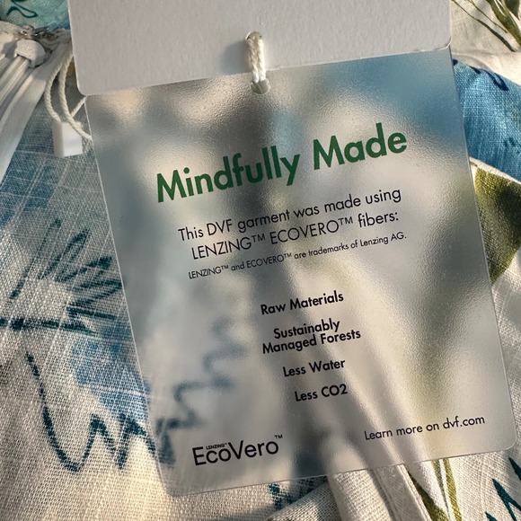 Diane Von Furstenberg Floral Puff‎ Sleeve Dress Size 14 Dianthus Blue White NEW - Picture 13 of 15